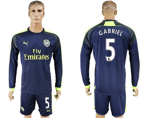 Arsenal #5 Gabriel Sec Away Long Sleeves Soccer Club Jersey